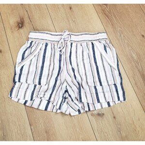 Marissa Olivia Womens Linen Blend Multicolor Striped Shorts Size S Beach Travel